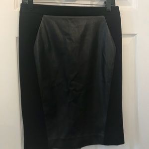 LOFT Black Faux Leather Pencil Skirt